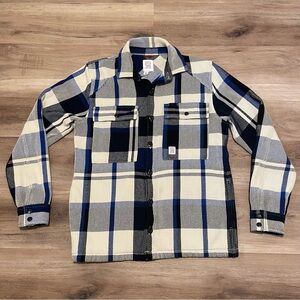 Topo Designs USA Medium Men’s Heavyweight Mountain Flannel Jacket Blue Plaid